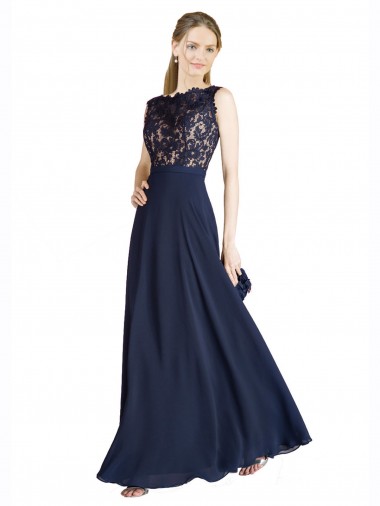 Wholesale Bateaux Neckline A-Line Lace Bridesmaid Dress / Prom Dress with Top Nude Layer