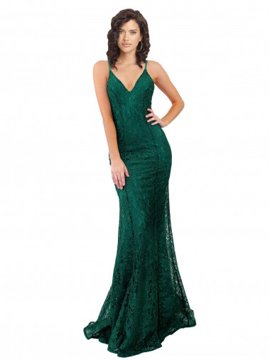 Wholesale Black Tie Sleek Fishtail Shaped Long Lace Bridesmaid Dress / Prom Dress