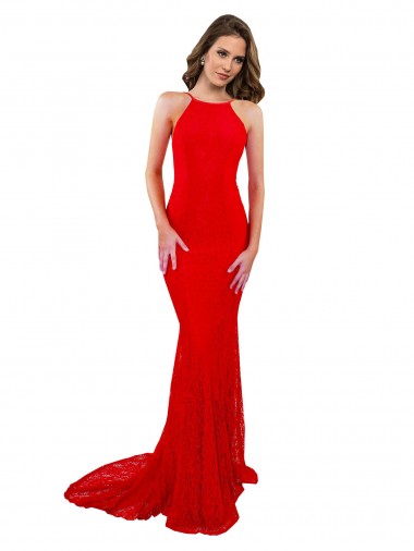 Wholesale High Neck Long Formal Lace Bridesmaid Dress / Prom Dress with Open Back Straps