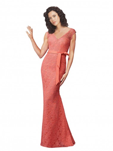 Wholesale Mermaid Long V-Neck Lace Bridesmaid Dress with Open Back