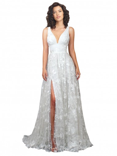 Wholesale Plunging V-Neckline Wedding Dress with Slit