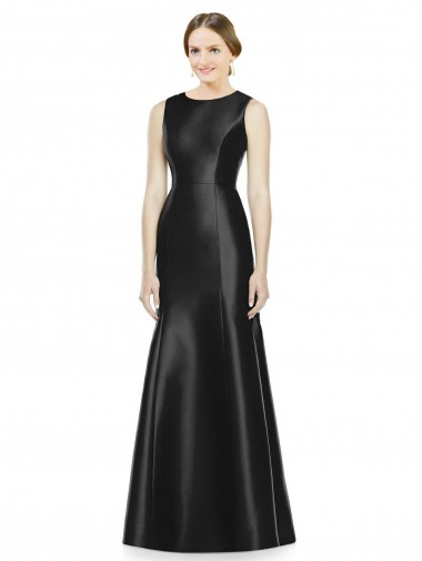Wholesale Full Length Mermaid Long Satin Bridesmaid Dress with Keyhole Back