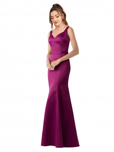 Wholesale Fitted Sexy Open Back Formal Satin Bridesmaids Dress with Floral Details