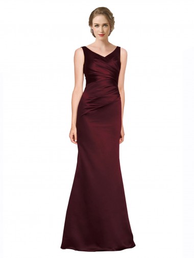 Wholesale Figure Shaping Formal Satin Bridesmaid Dress / Prom Dress with Structured Pleats