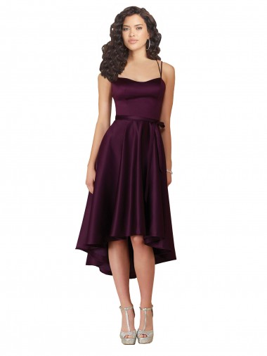 Wholesale Elegant High Low Satin Bridesmaid Dress / Prom Dress with Criss Cross Back