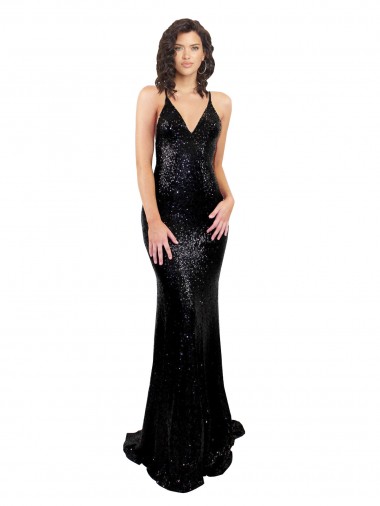 Wholesale Sleek Fishtail Shaped Open Back Formal Sequin Bridesmaid Dress / Prom Dress