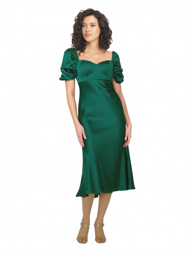 Wholesale Ruched Sleeve Formal Silky Satin Bridesmaid Dress / Prom Dress
