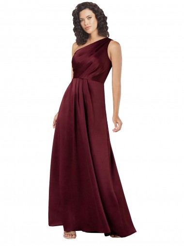 Wholesale One Shoulder Formal Silky Satin Bridesmaid Dress / Prom Dress with Subtle Pleats