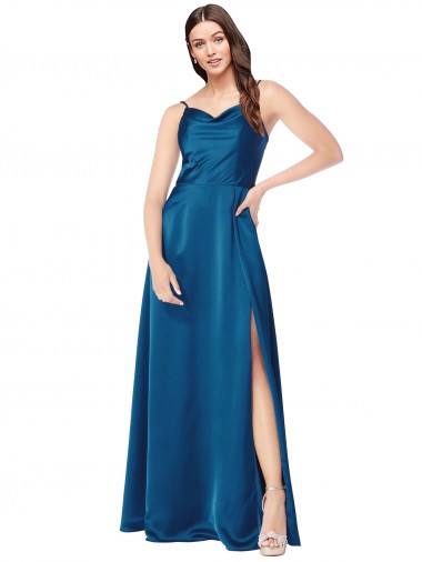 Wholesale Cowl Neck Salky Satin Bridesmaid Dress / Prom Dress