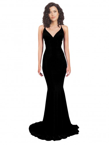 Wholesale Fishtail Shaped V-Neck Open Back Formal Spandex Bridesmaid Dress / Prom Dress