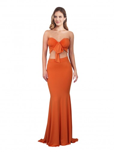 Wholesale Strapless Bandeau Bodice Long Formal Spandex Bridesmaid Dress / Prom Dress