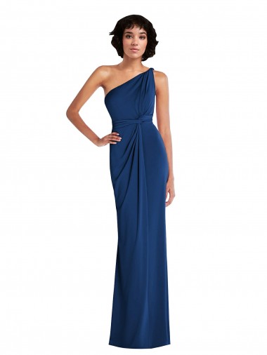 Wholesale Grecian Inspired One Shoulder Twist Draped Maxi Spandex Bridesmaid Dress / Prom Dress