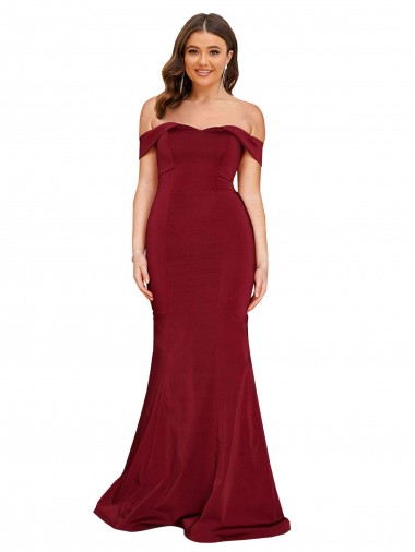 Wholesale Off Shoulder Sleeves Sweetheart Neckline Long Formal Spandex Bridesmaid Dress / Prom Dress