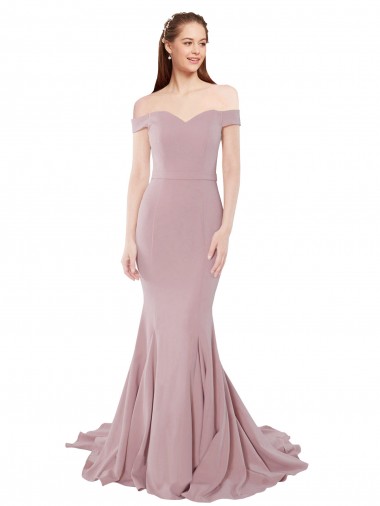 Wholesale Off the Shoulder Mermaid Long Sweep Train Bridesmaid Dress / Prom Dress