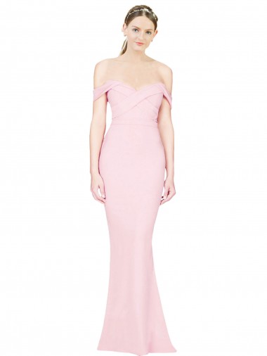 Wholesale Full Length Off the Shoulder Bridesmaid Dress / Prom Dress with Twist Front