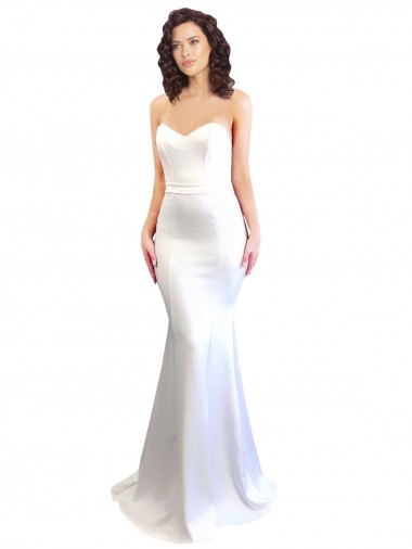 Wholesale Sweetheart Strapless High Neck Long Formal Crepe Bridesmaid Dress / Prom Dress