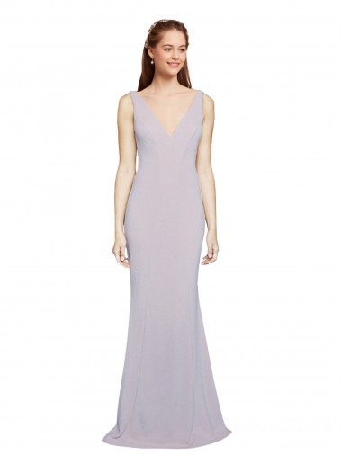 Wholesale Cut-Out Back V-Neckline Mermaid Formal Crepe Bridesmaid Dress / Prom Dress Keyhole Back