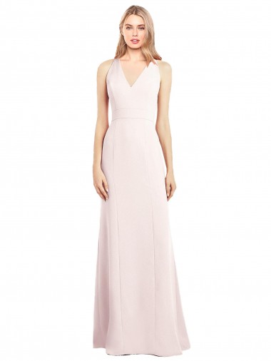 Wholesale V-Neck Keyhole Back Crepe Trumpet Bridesmaid Dress / Prom Dress