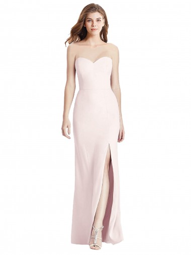 Wholesale Strapless Crepe Trumpet Bridesmaid Dress / Prom Dress with Front Slit