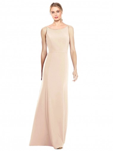 Wholesale V-Spaghetti Strap Open Back Bateau Neck Trumpet Bridesmaid Dress / Prom Dress