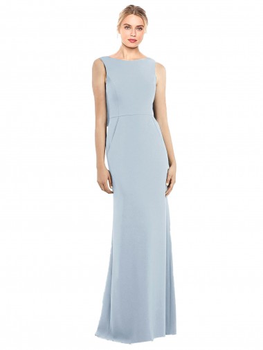 Wholesale Draped Backless Crepe Bridesmaid Dress / Prom Dress with Pockets