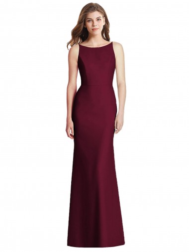 Wholesale Open Cowl Back Bateau Neck Trumpet Bridesmaid Dress