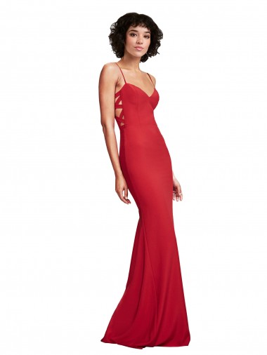 Wholesale Spaghetti Strap Slip Neckline Formal Crepe Bridesmaid Dress / Prom Dress