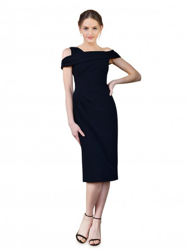 Wholesale Draped Cross Shoulder Stretch Formal Crepe Cocktail Dress / Homecoming Dress