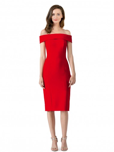 Wholesale Off the Shoulder Square Neck Cocktail Length Bridesmaid Dress / Prom Homecoming Dress