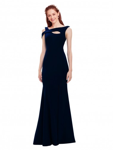 Wholesale Sleeveless Formal Crepe Mermaid Bridesmaid Dress / Prom Dress with Side Slit