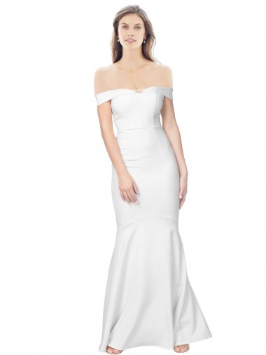 Wholesale Mermaid Off the Shoulder Long Formal Crepe Bridesmaid Dress / Prom Dress with Low Back