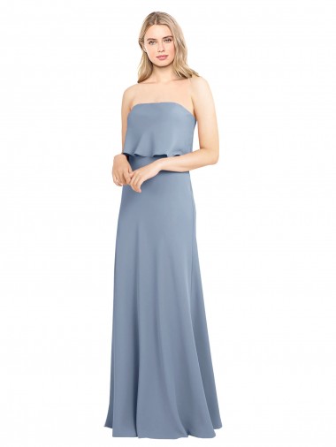 Wholesale High Neck Sheath Sleeveless Stretch Formal Crepe Bridesmaid Dress / Prom Dress