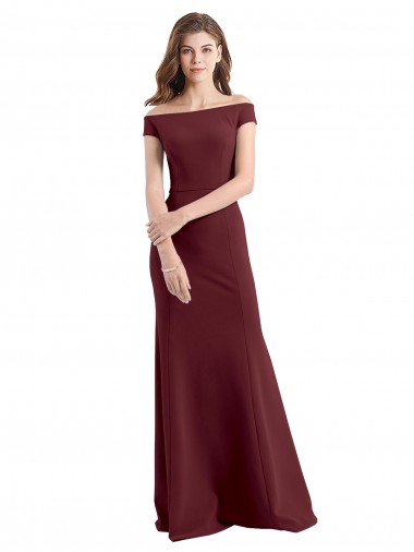 Wholesale Off the Shoulder Fit and Flare Stretch Crepe Bridesmaid Dress / Prom Dress