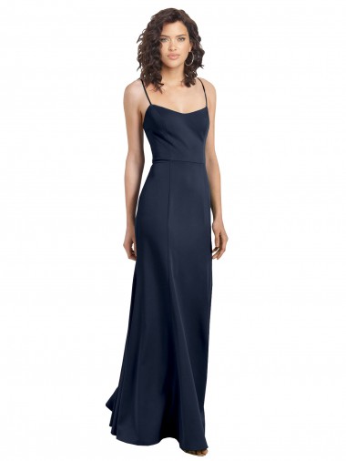 Wholesale Fit and Flare Scoop Neck Long Sleeveless Stretch Formal Crepe Bridesmaid Dress / Prom Dress