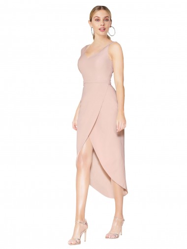 Wholesale Knee Length Short Formal Crepe Bridesmaid Dress / Prom Dress