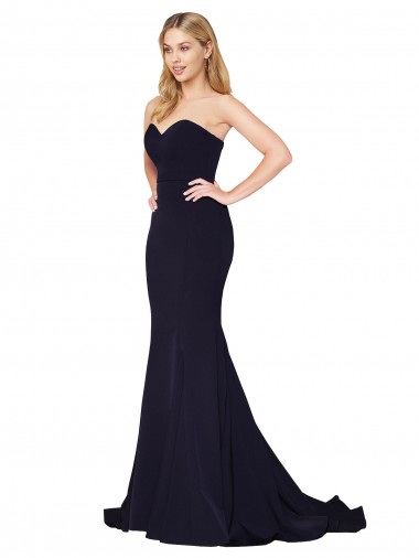 Wholesale Sweetheart High Neck Sweep Train Sleeveless Formal Crepe Bridesmaid Dress / Prom Dress