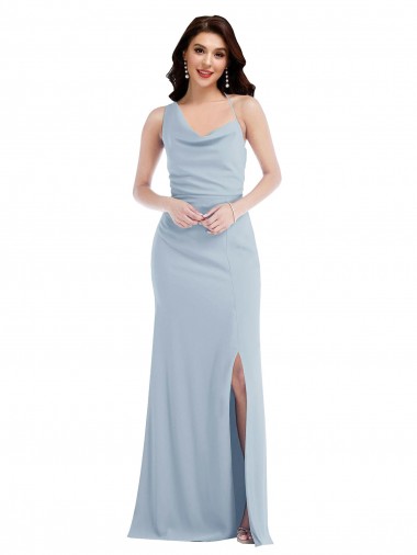 Wholesale One Shoulder Draped Cowl Neck Maxi Bridesmaid Dress / Prom Dress