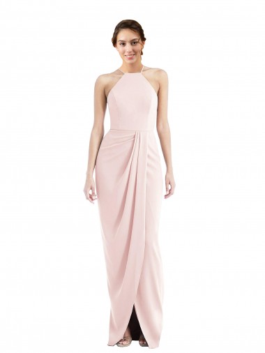 Wholesale Halter Draped Tulip Skirt Maxi Bridesmaid Dress / Prom Dress
