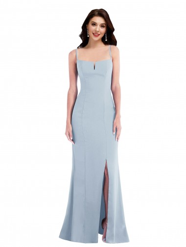 Wholesale Flattering Trumpet Maxi Formal Crepe Bridesmaid Dress / Prom Dress with Front Slit