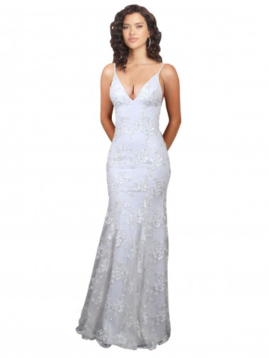Wholesale V-Neckline Backless Floral Patterned Sequin Formal Bridesmaid Dress / Prom Dress