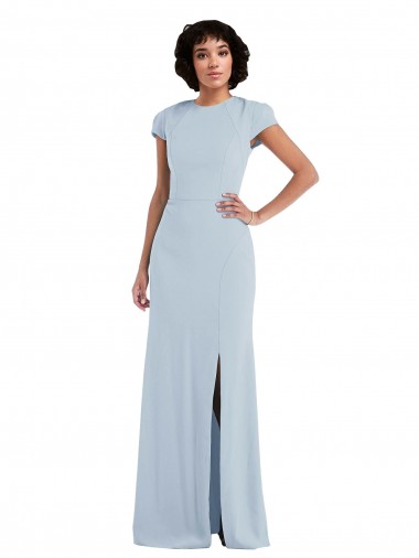 Wholesale Cap Sleeve Cutout Tie Back Trumpet Bridesmaid Dress