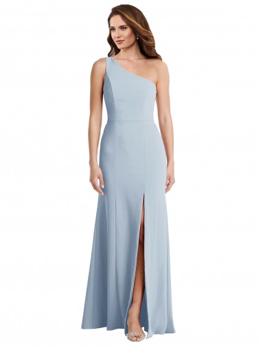 Wholesale Bold One Shoulder Trumpet Maxi Formal Crepe Bridesmaid Dress / Prom Dress