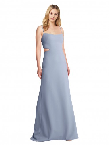 Wholesale Feminine Scoop Neckline Long Crepe Slip Bridesmaid Dress / Prom Dress 