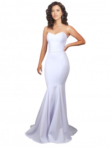 Wholesale Simple Long Strapless Sweetheart Mermaid Crepe Beach Wedding Dress