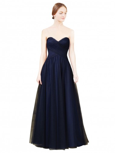 Wholesale Draped Bodice Sweeheart Long Tulle Bridesmaid Dress