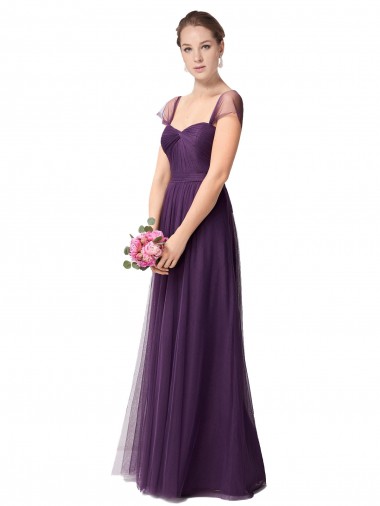 Wholesale Full Length Long Tulle Bridesmaid Dress with Sweetheart Neckline