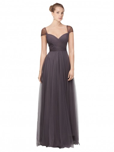 Wholesale Sweetheart Neckline Long Tulle Bridesmaid Dress with Straps
