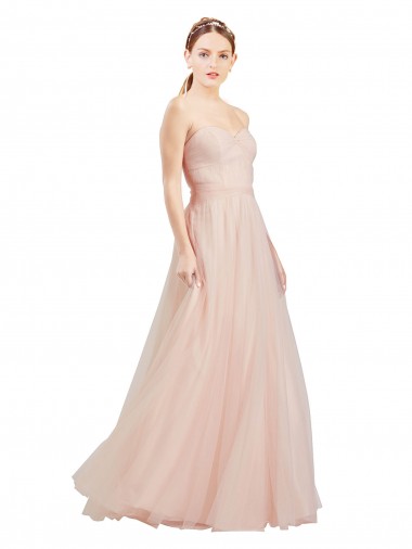 Wholesale Floor Length Sweetheart Tulle Bridesmaid Dress with Open Back