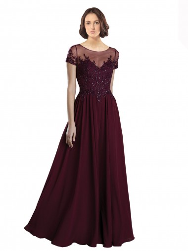 Wholesale Full Length Beaded and Embroidered Tulle Bodice Long Chiffon Bridesmaid Dress