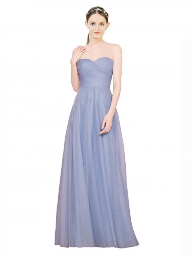 Wholesale Strapless Sweetheart A-Line Tulle Bridesmaid Dress with Low Back